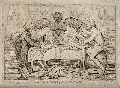 The republican solidarity of Joseph Priestley and Thomas Paine, 1792 by Isaac Cruikshank